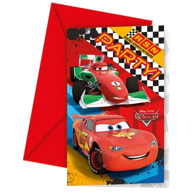 Disney Cars RSN Birthday Invitation Pack of 6 Invites | Party Save Smile