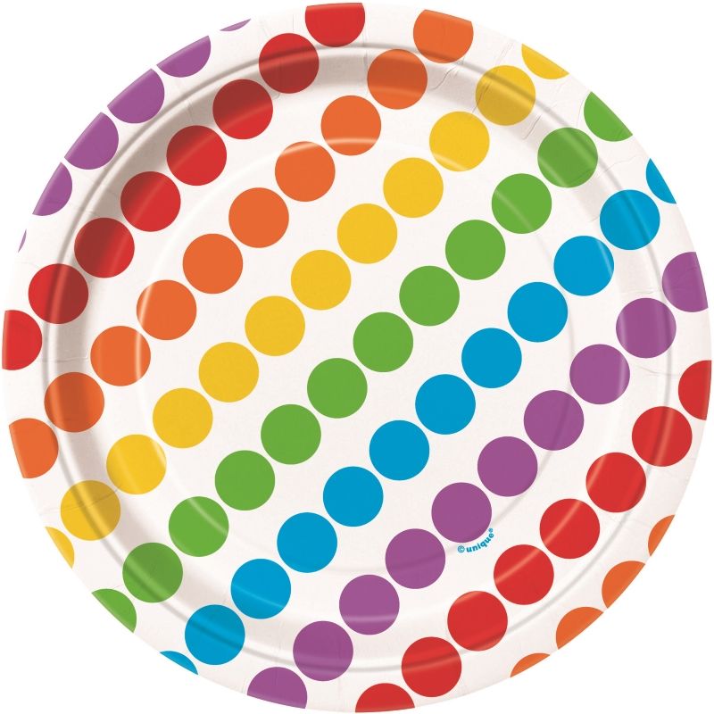 Rainbow Colourful Party Cake Plates Pack of 8 | Party Save Smile