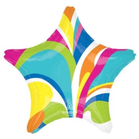 Vibrant Marble Star Foil Balloon 18 Inches | Party Save Smile