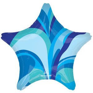 Blue Marble Star Foil Balloon 18 inches Anagram