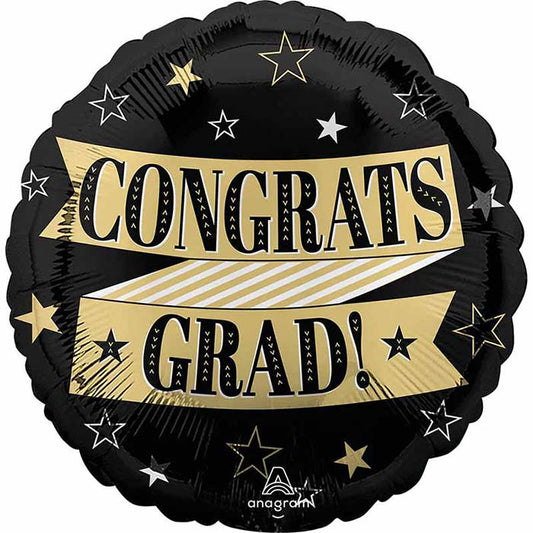 Black and Gold Graduation Foil Balloon 18 Inch | Party Save Smile