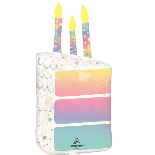 Birthday Cake Slice with Candles Foil Balloon 28 inches | Party Save Smile