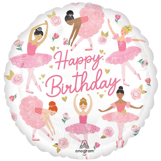 Ballerina Girl Happy Birthday Foil Balloon 18 inches | Party Save Smile