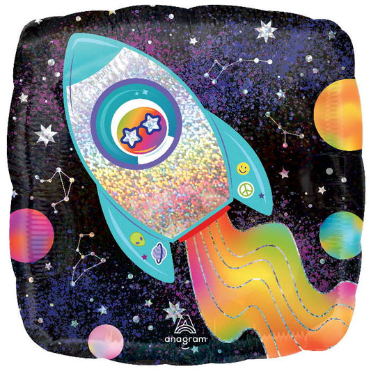 Outer Space Rocket Foil Balloon 18 inches | Party Save Smile