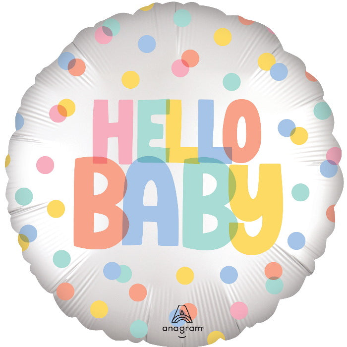 Polka Dot Hello Baby Foil Balloon 18 inches | Party Save Smile