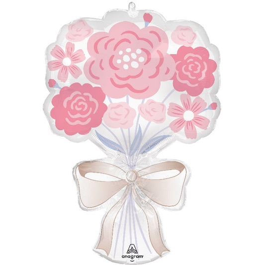 Floral Bouquet Tying the Knot Wedding Foil Balloon 25 inches | Party Save Smile