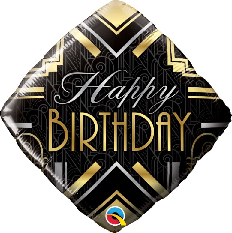 Diamond Art Deco Happy Birthday Foil Balloon 18 Inch | Party Save Smile