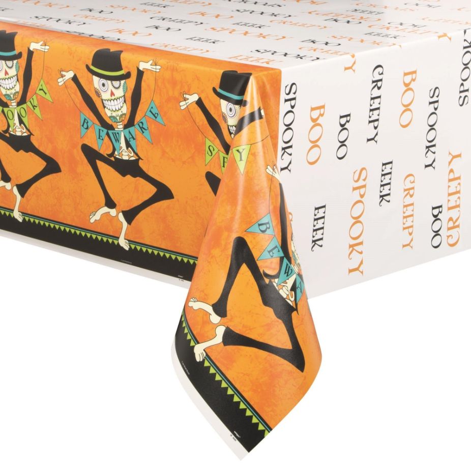 Day of the Dead Tablecloth Orange 138 x 213cm | Party Save Smile