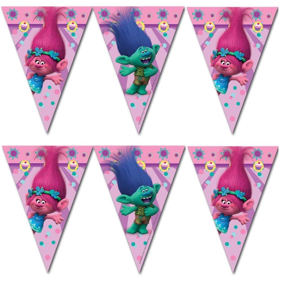 Trolls Party Bunting Flag Banner 2.3 Metres | Party Save Smile