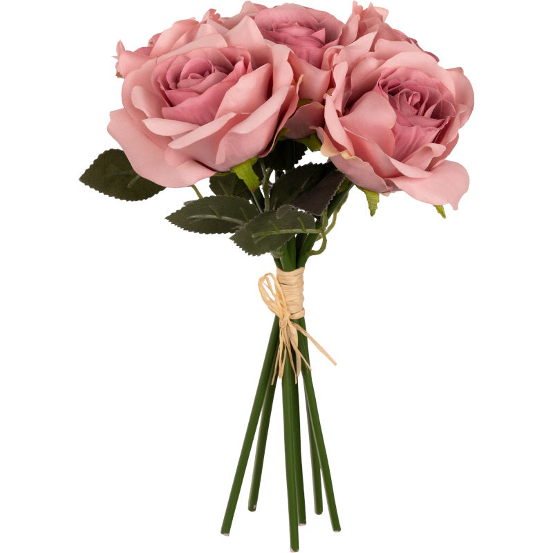Artificial Bunch of Dusky Pink Roses: Fake Flowers Bunch of 6 | Party Save Smile