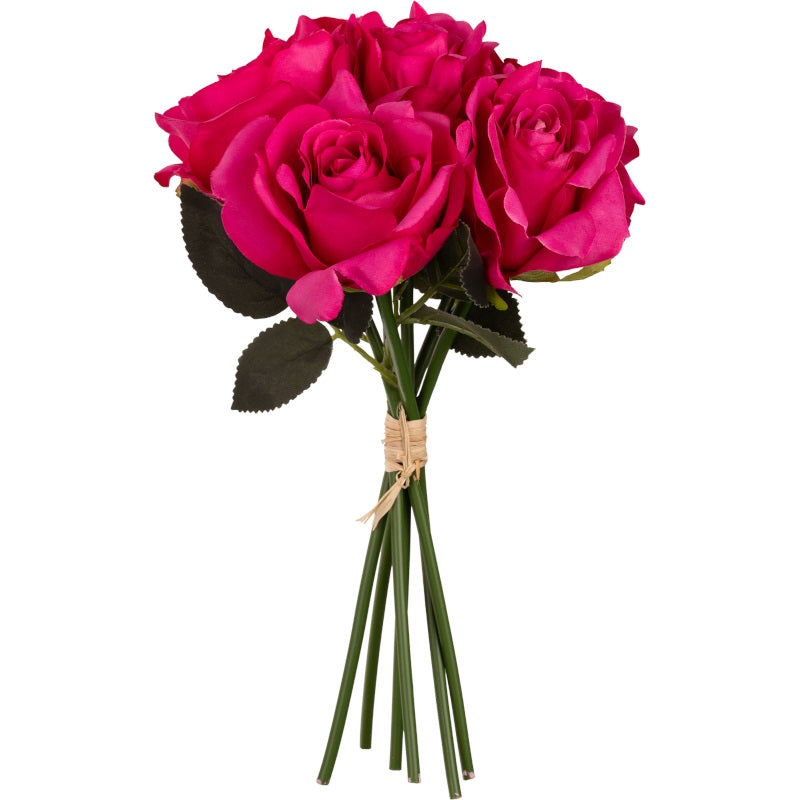 Artificial Bunch of Dark Pink Roses: Fake Flowers Bunch of 6 | Party Save Smile