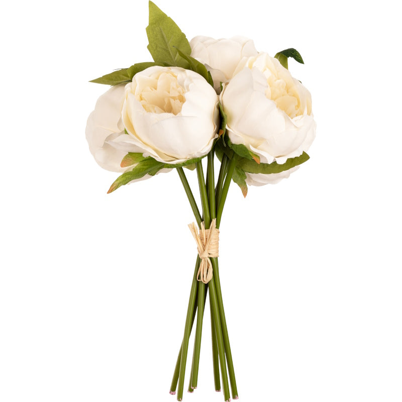 Artificial Bunch of Ivory Peonies: Fake Flowers Bunch of 5 | Party Save Smile