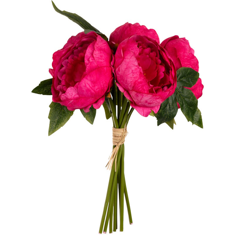 Artificial Bunch of Fuchsia Pink Peonies: Fake Flowers Bunch of 5 | Party Save Smile