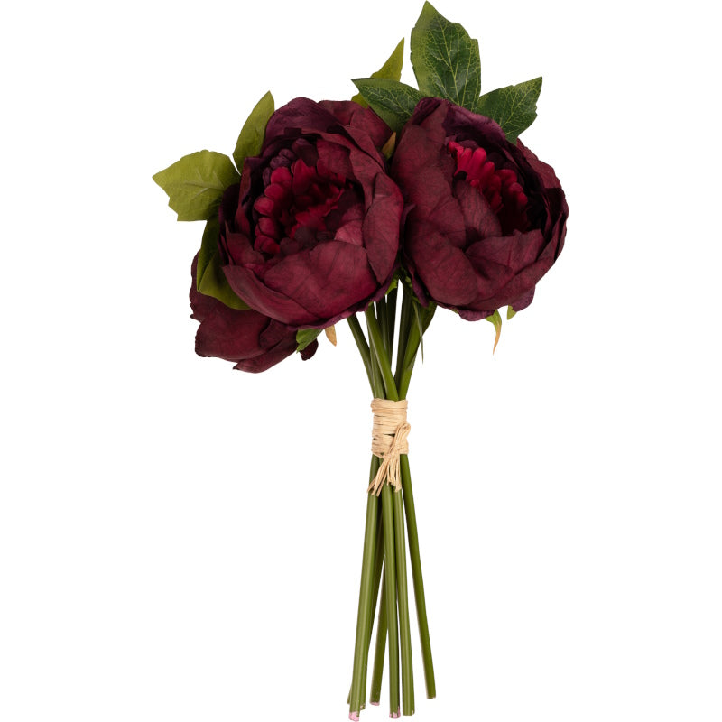 Artificial Bunch of Burgundy Peonies: Fake Flowers Bunch of 5 | Party Save Smile