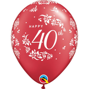 Red 40 Anniversary Latex Balloons 11 inch Qualatex