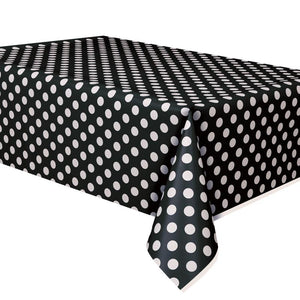 Black Polka Dot Party Tablecover Tablecloth 138 x 274cm