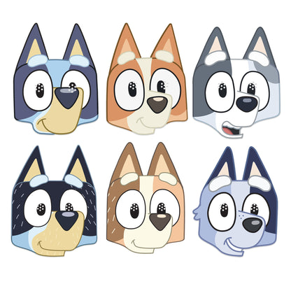 Bluey Family Party Face Masks - Bluey, Chilli, Bandit, Muffin, Bingo and Socks