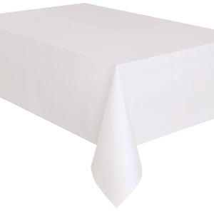White Plastic Tablecloth: Party Tablecover 138 x 274cm