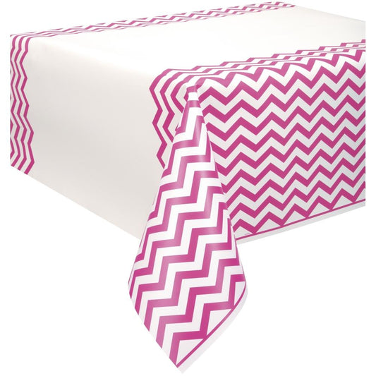 Hot Pink Chevron Party Tablecover Tablecloth 138 x 274cm | Party Save Smile