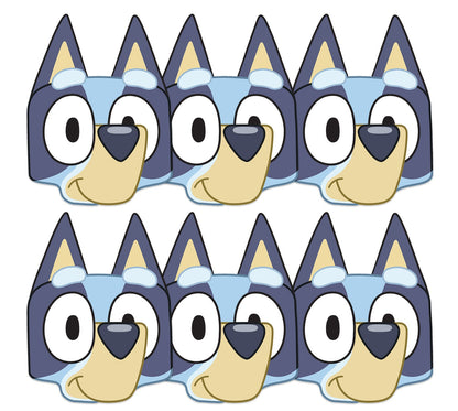 Bluey Party Cardboard Face Masks (6 Pack)