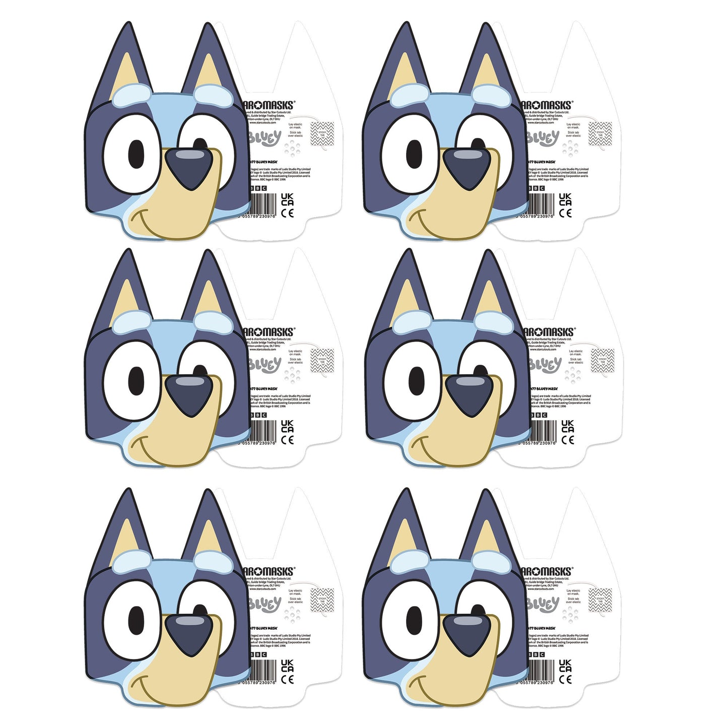 Bluey Party Cardboard Face Masks (6 Pack)