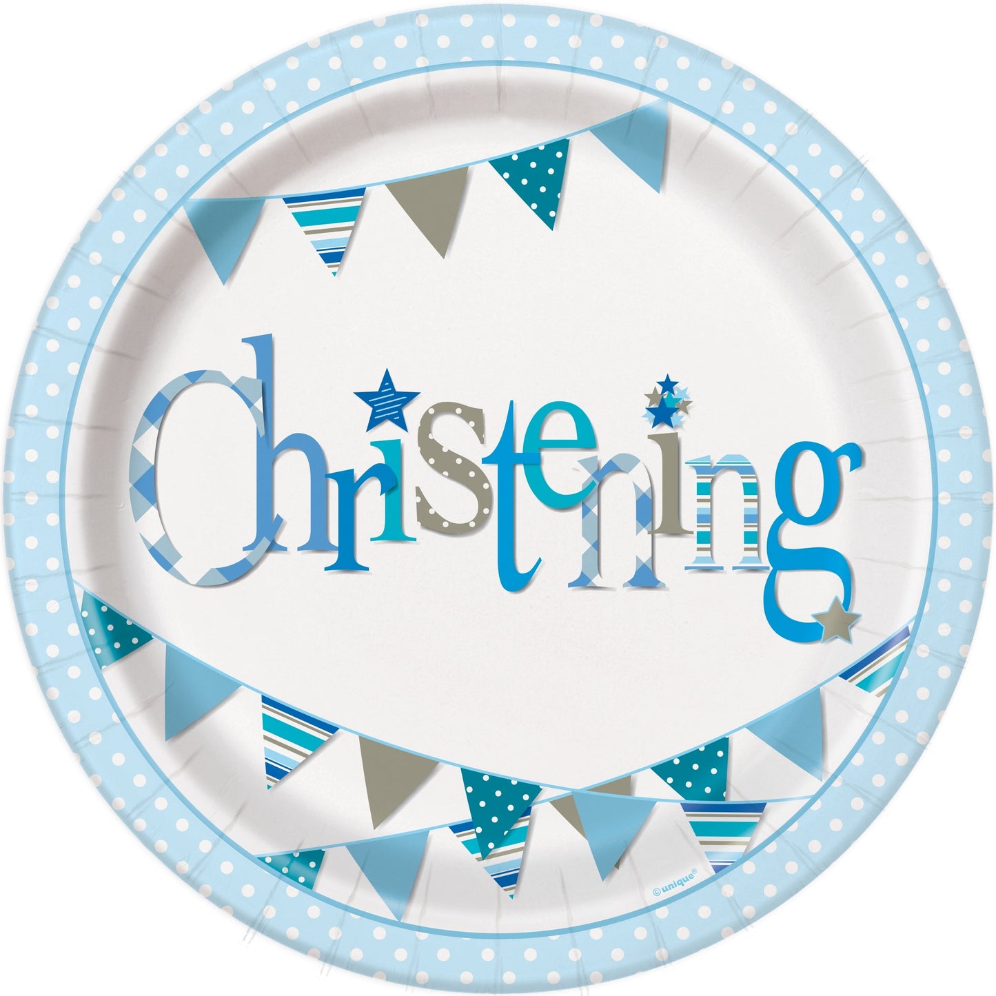 Blue Bunting Christening Party Pack: Tableware Kit