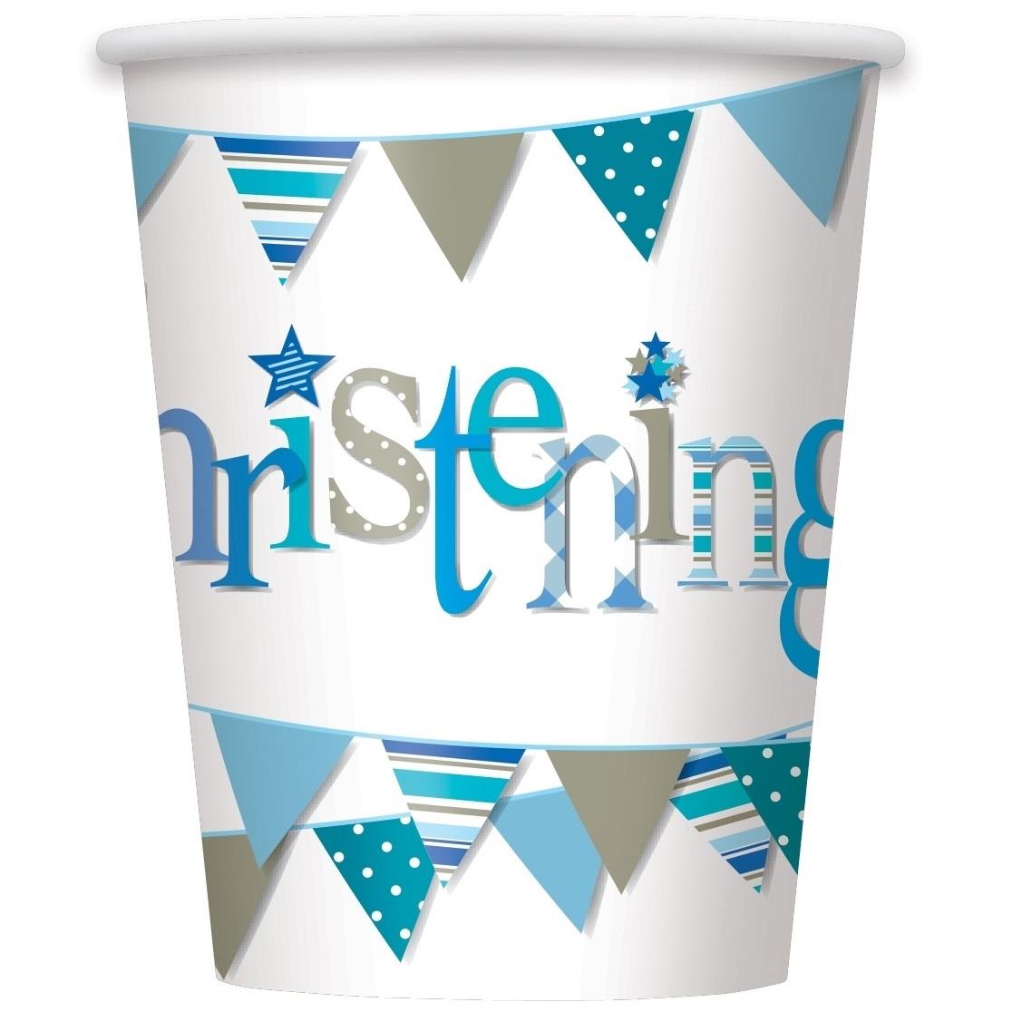 Blue Bunting Christening Party Pack: Tableware & Decoration Kit