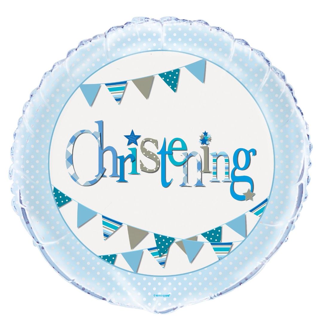 Blue Bunting Christening Foil Balloon 18 Inch | Party Save Smile