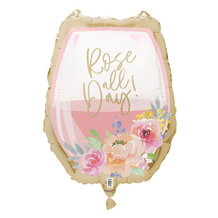 Rose All Day Wine Glass Foil Balloon 18 inches | Party Save Smile