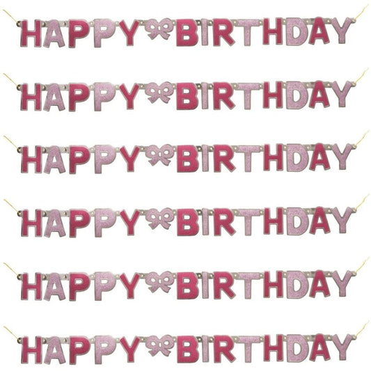 Glitz Pink Happy Birthday Banner (Card)