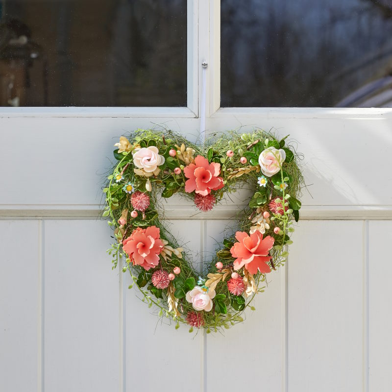 Flower Heart Wreath Artificial Door Decoration 30cm | Party Save Smile