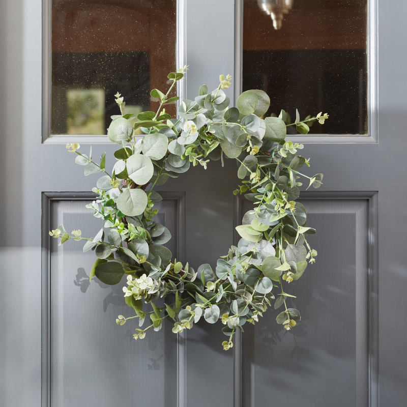 Green Eucalyptus Wreath Door Decoration 40cm | Party Save Smile
