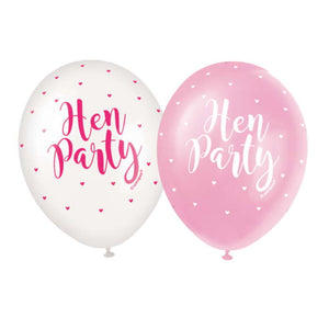 Hen Party Latex Balloons Pink and White Pack of 5