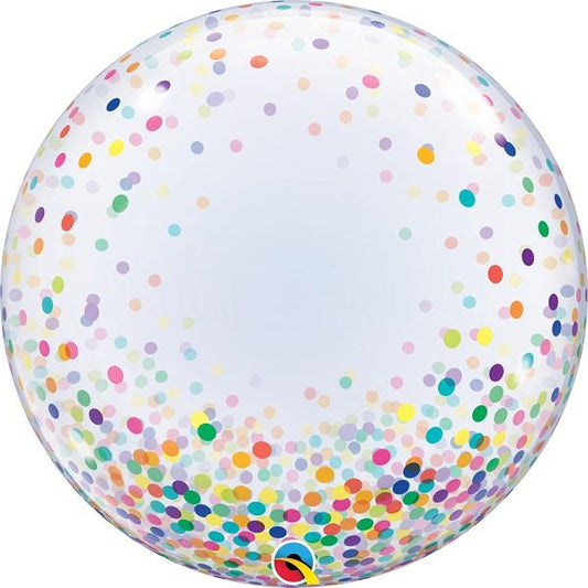 Colourful Rainbow Confetti Dots Qualatex Deco Bubble Party Balloon