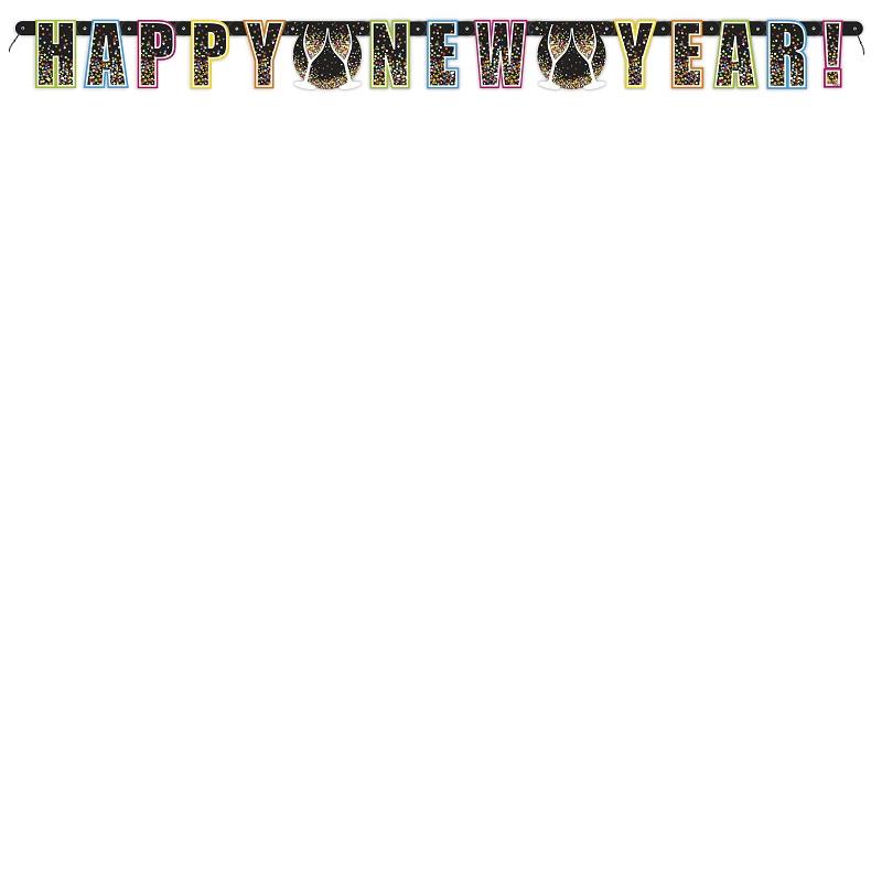 Happy New Year Banner Colourful 1.5 Metres | Party Save Smile