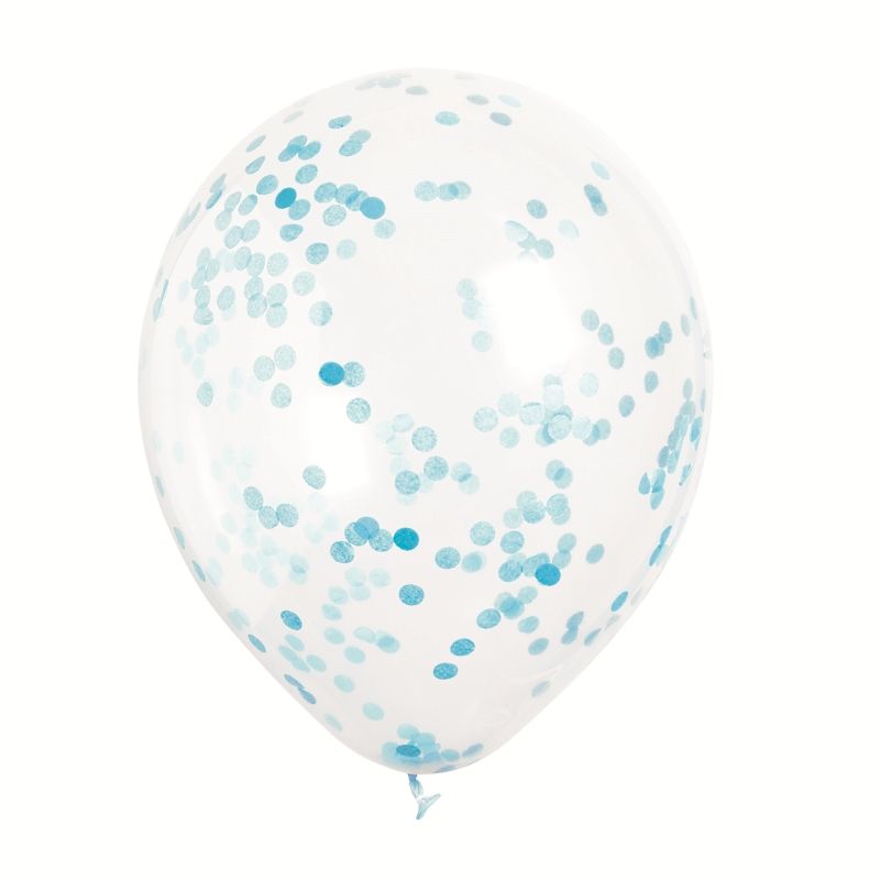 Baby Blue Confetti Latex Balloon Decorations Pack of 6 | Party Save Smile