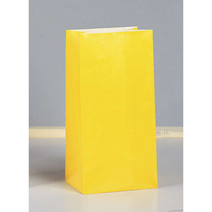Yellow Paper Party Bags 12 Pack