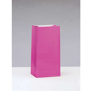 Hot Pink Paper Party Bags 12 Pack