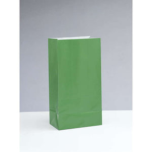 Dark Green Paper Party Bags - 12 Pack