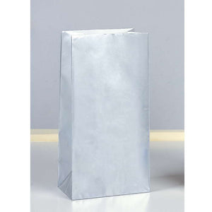 Silver Paper Party Bags 10 Pack