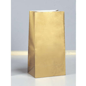 Gold Paper Party Bags - 10 Pack