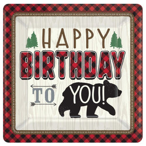 Little Lumberjack Bear 26cm Birthday Party Plates Pack of 8