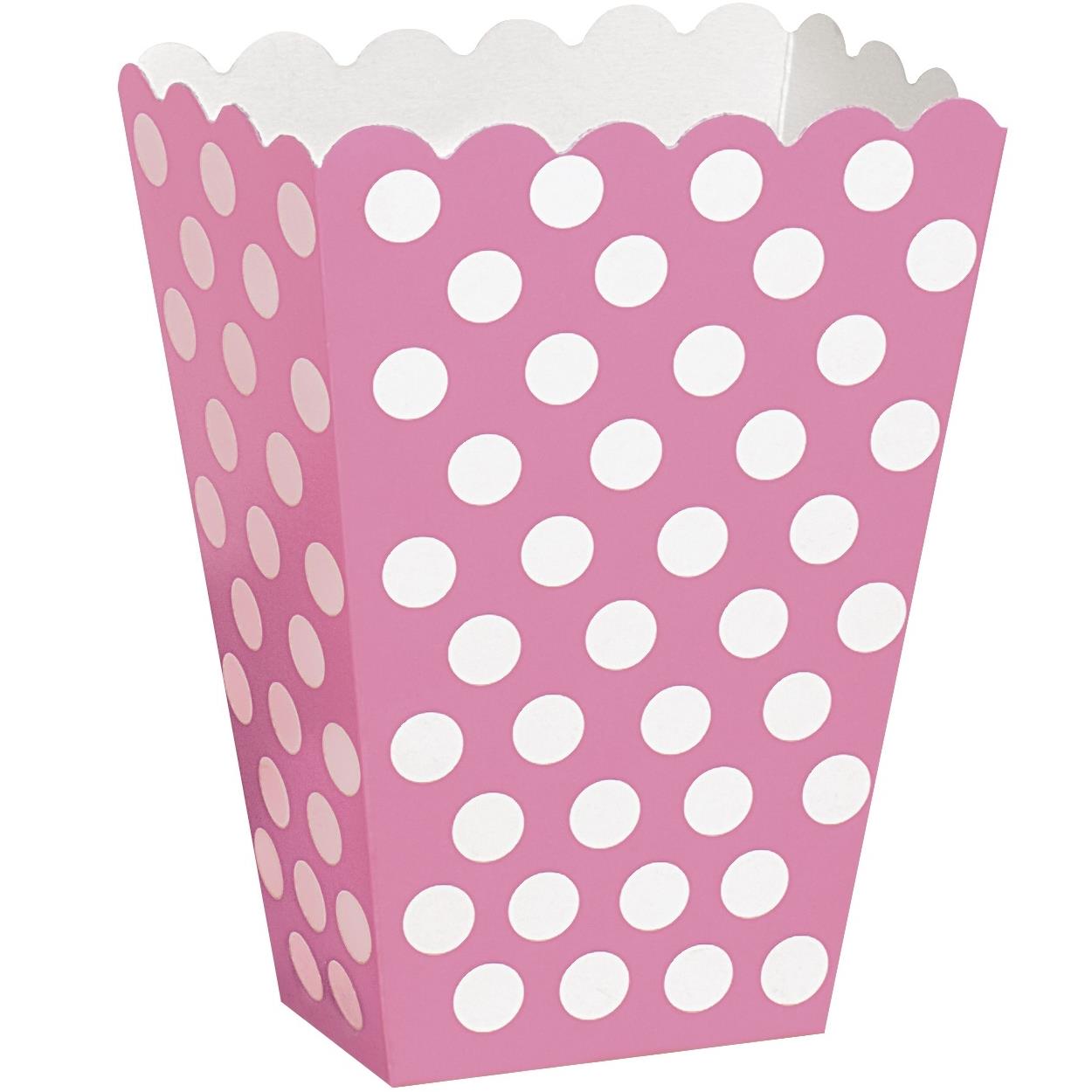 Hot Pink Treat Boxes Polka Dots Pack of 8 | Party Save Smile