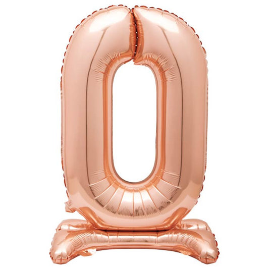 Rose Gold Number 0 Standing Air Fill Balloon 30 inches | Party Save Smile