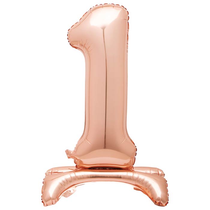 Rose Gold Number 1 Standing Air Fill Balloon 30 inches | Party Save Smile