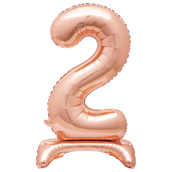 Rose Gold Number 2 Standing Air Fill Balloon 30 inches | Party Save Smile