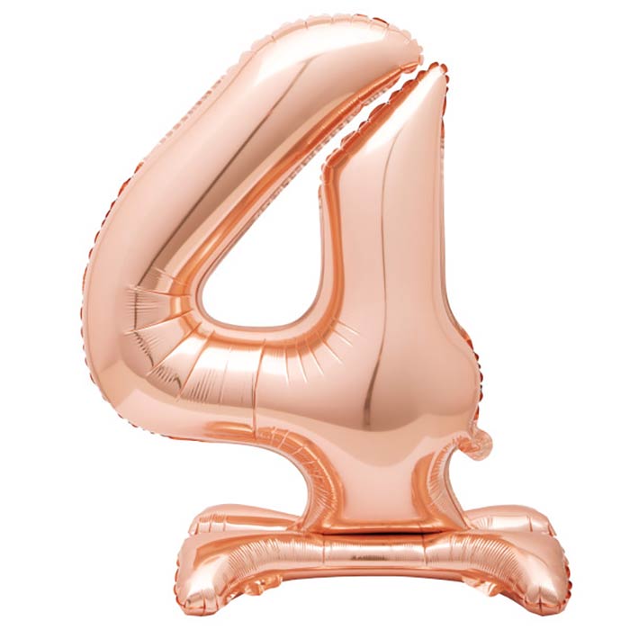 Rose Gold Number 4 Standing Air Fill Balloon 30 inches | Party Save Smile