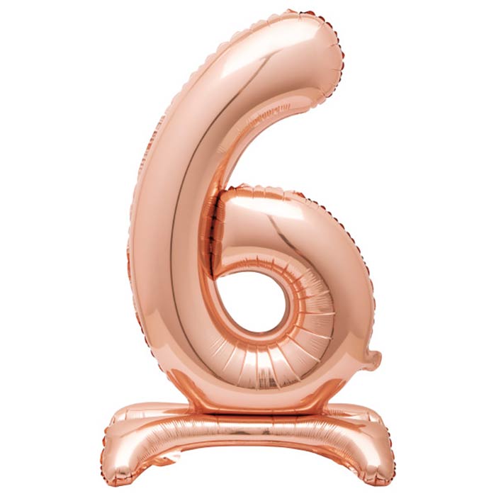 Rose Gold Number 6 Standing Air Fill Balloon 30 inches | Party Save Smile