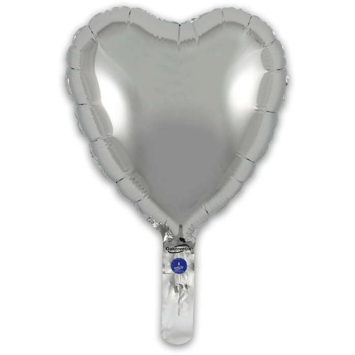 Silver Heart Balloons - Air Filled - 23cm Pack of 5 | Party Save Smile