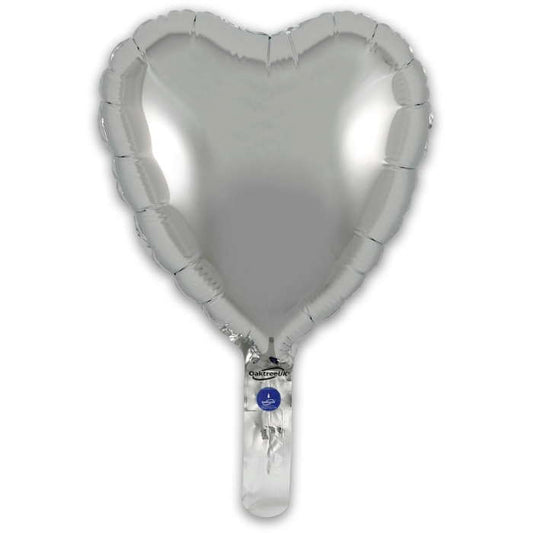Silver Heart Balloons - Air Filled - 23cm Pack of 5 | Party Save Smile